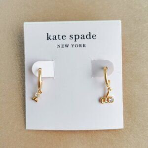 Kate Spade Say Yes I Do Gold Clear Huggie Earrings New